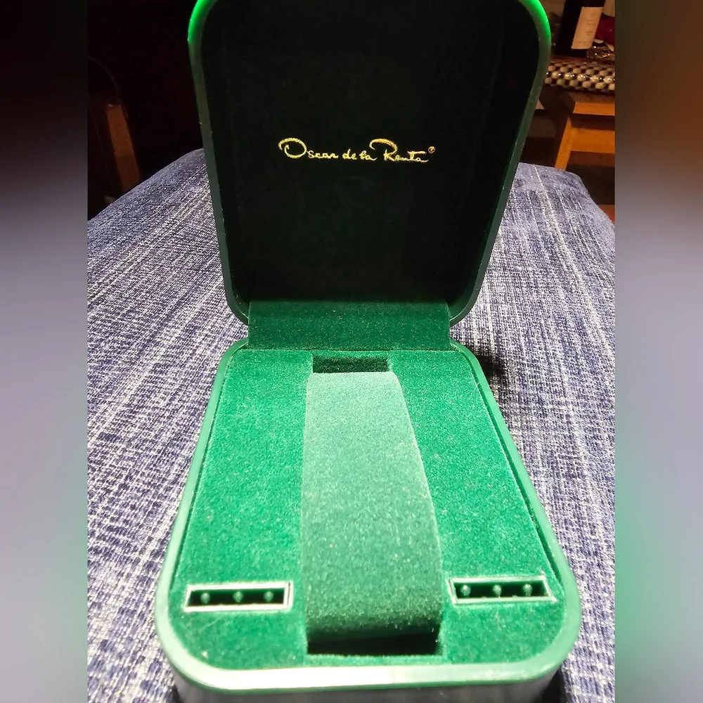 Oscar de la Renta green luxury watch box, formal, mad Men, vintage